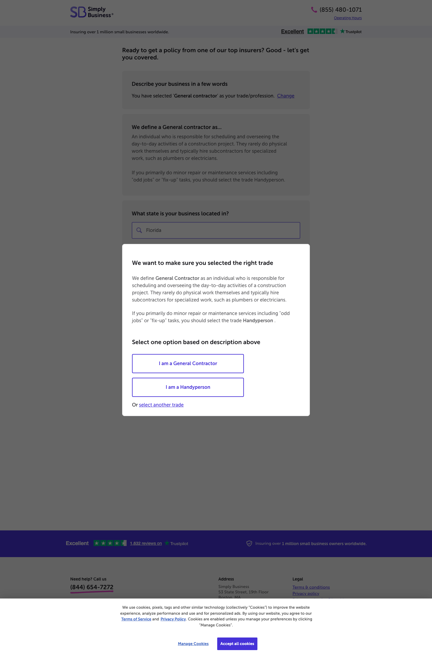 Contractor trade ambiguity modal