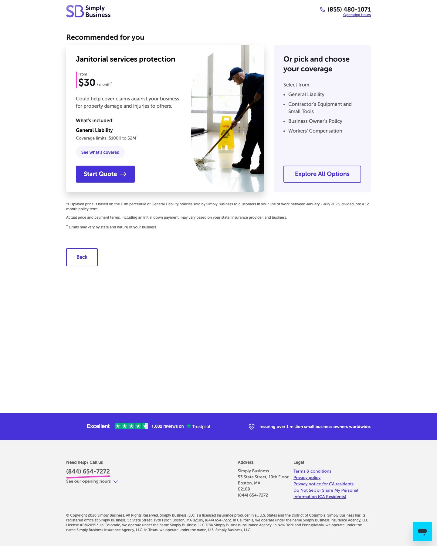 Janitorial services protection package