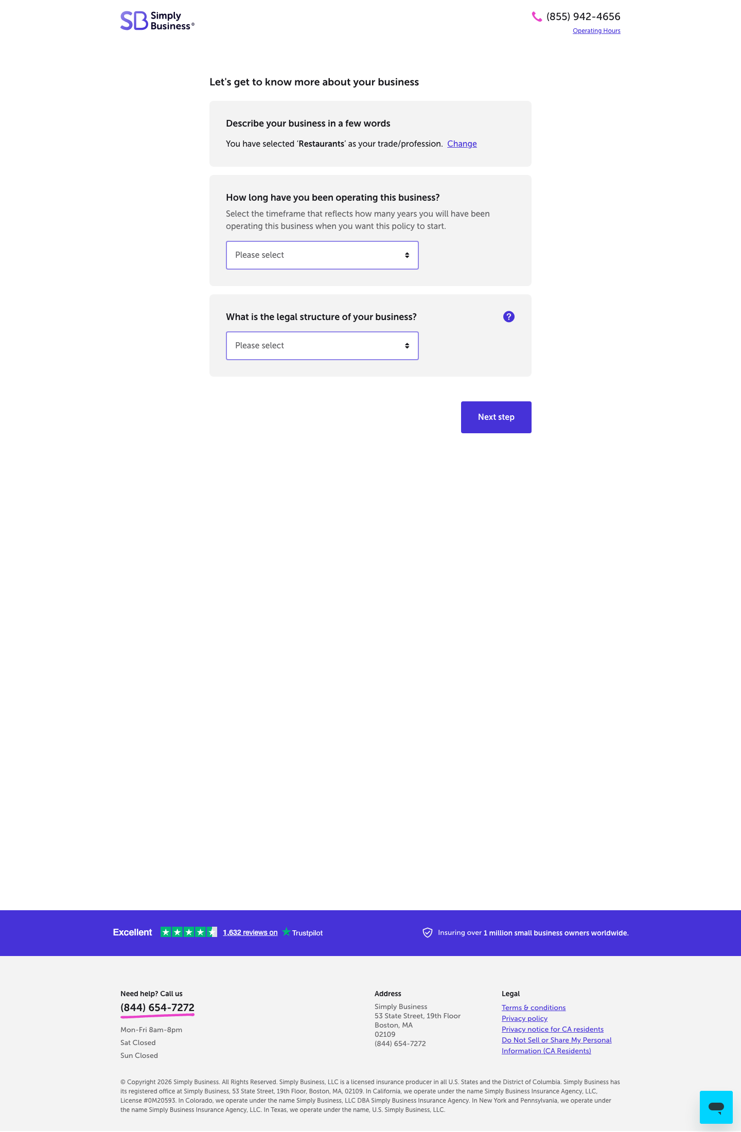 Restaurant BOP underwriting screen