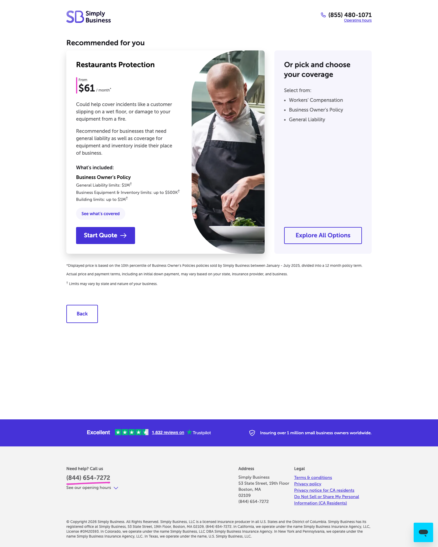 Restaurants protection package